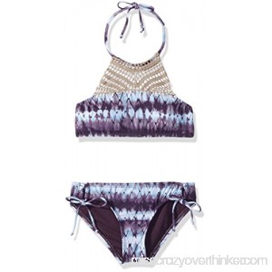 Hobie Big Girls' Crochet High Neck Bikini Top & Hipster Bottom Swimsuit Set 8 B077STSS4H